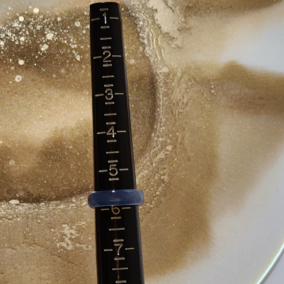 Faceted Blue Chalcedony Agate Band Ring | Size 5.75 - Picture 2 of 2